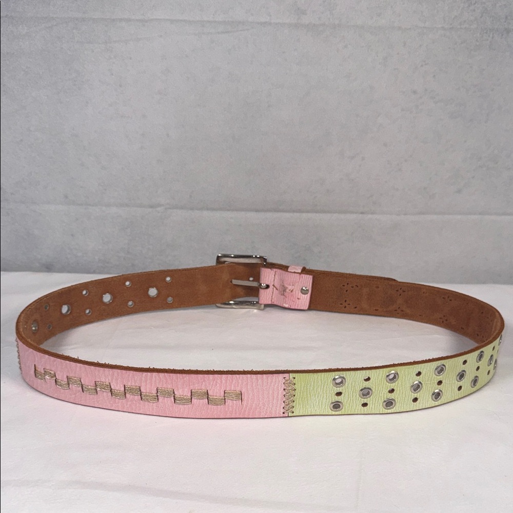 Patchwork multicolor leather belt - Picture 3 of 4